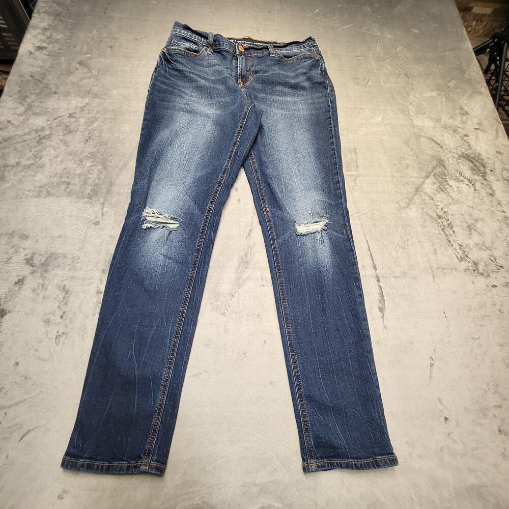 Old Navy Boyfriend Skinny Jeans Womens 4 Regular Blue Distressed Knee Rips Denim